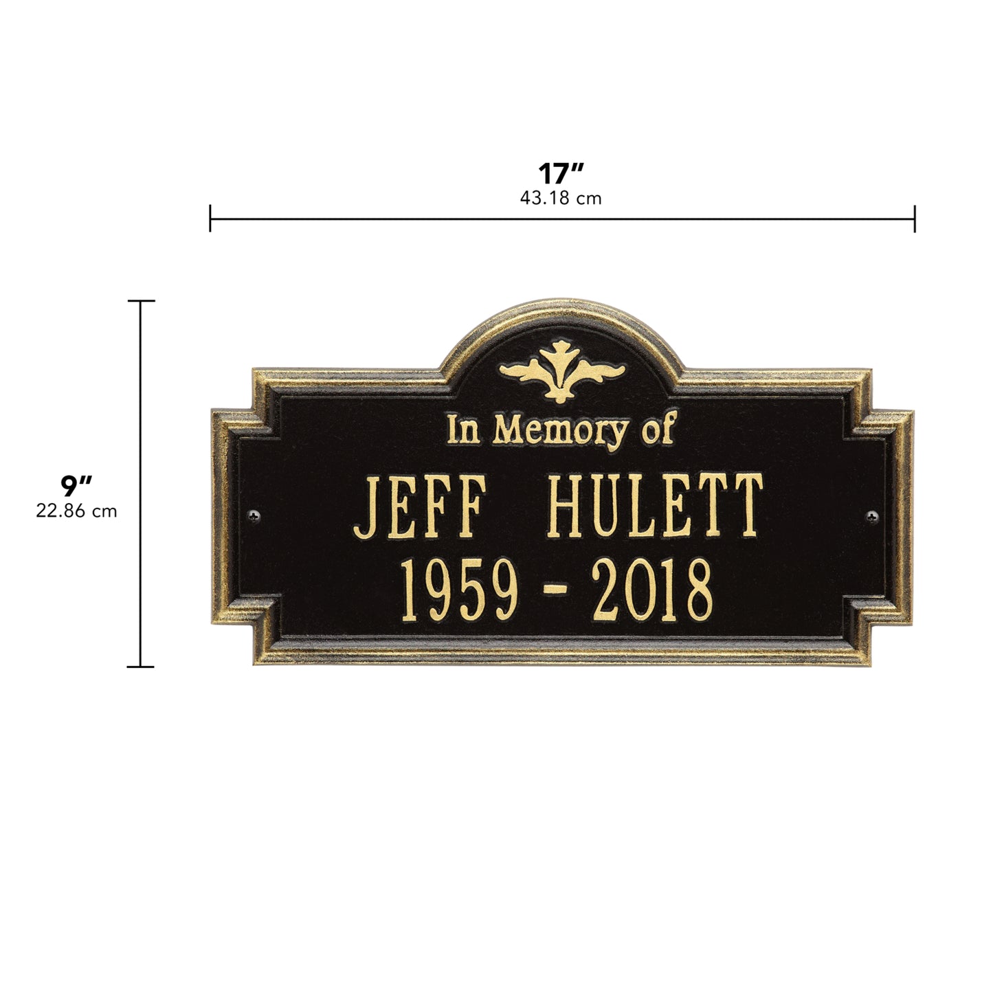 Arlington "In Memory Of" Standard Wall Memorial Marker - Two Lines