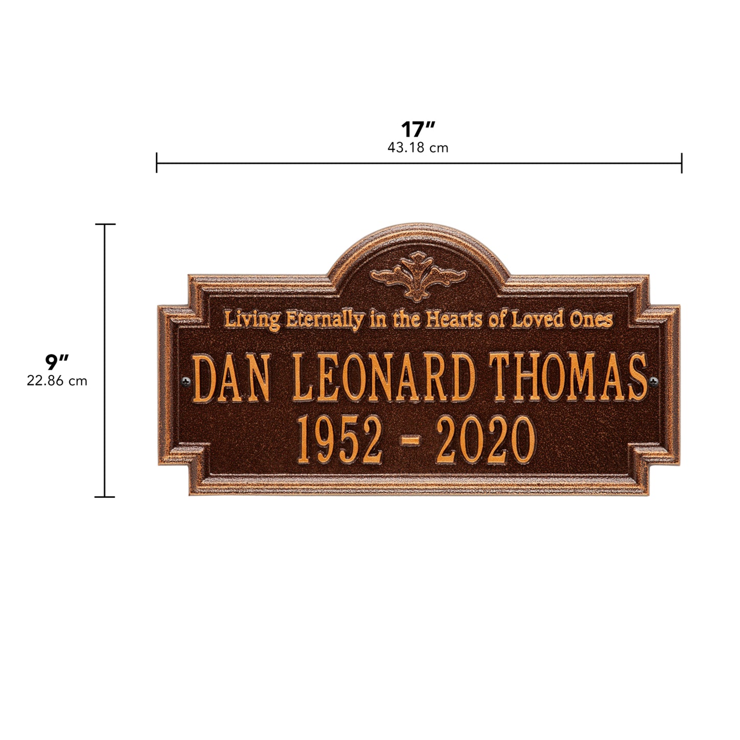 Arlington "Living Eternally" Standard Wall Memorial Marker - Two Lines