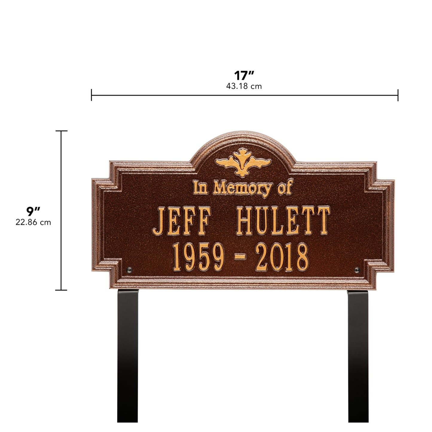 Arlington "In Memory Of" Standard Lawn Memorial Marker - Two Lines