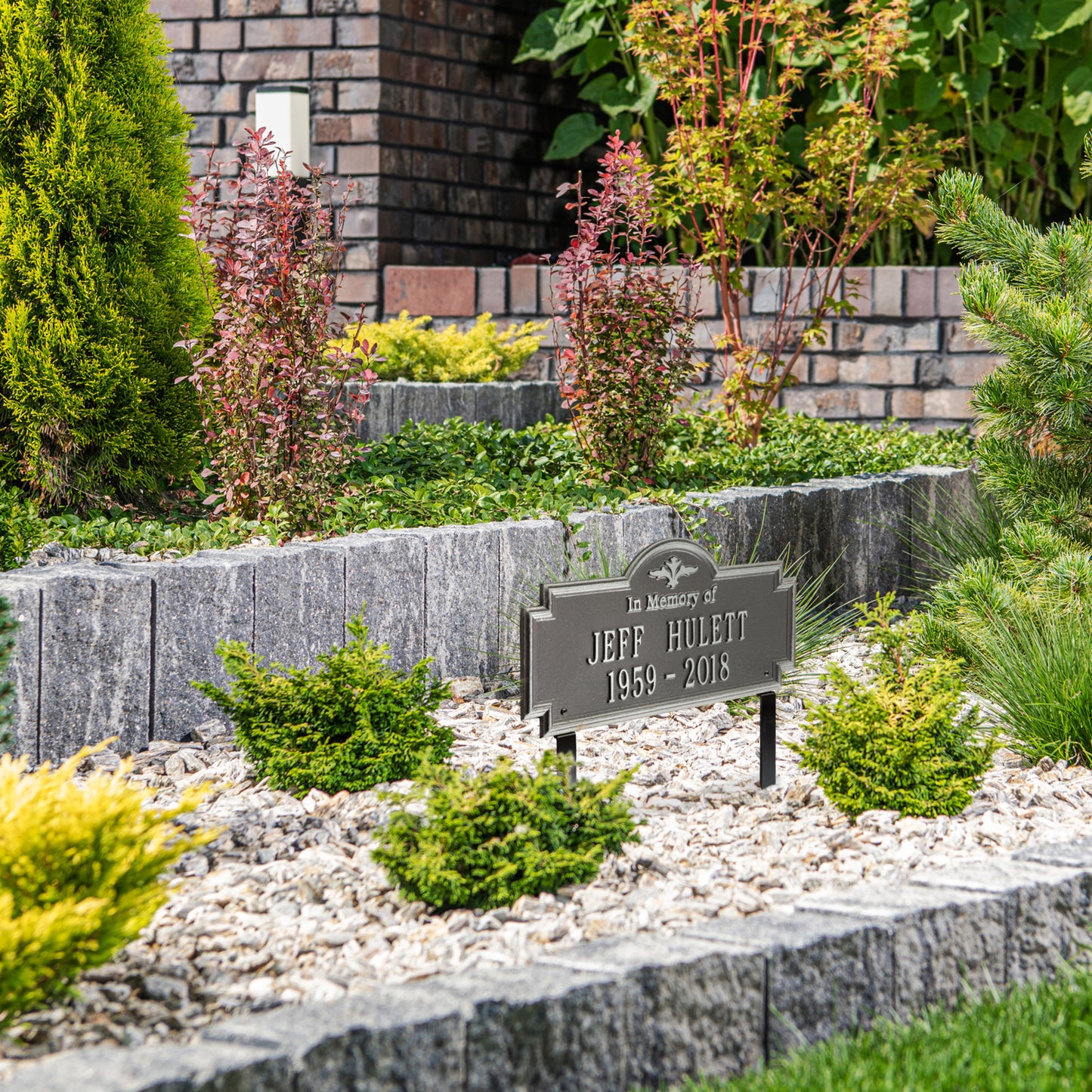 Arlington "In Memory Of" Standard Lawn Memorial Marker - Two Lines