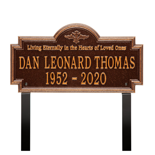 Arlington "Living Eternally" Standard Lawn Memorial Marker - Two Lines