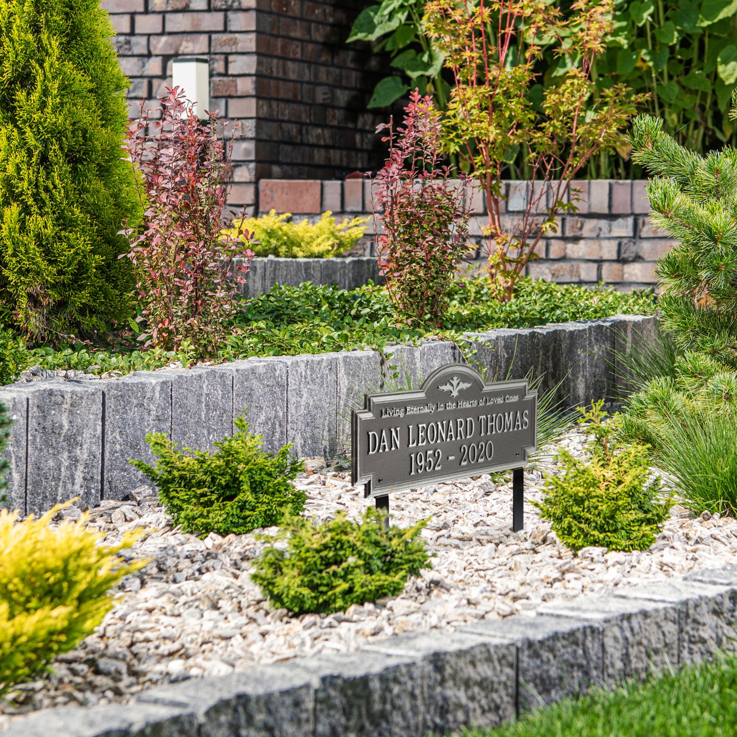Arlington "Living Eternally" Standard Lawn Memorial Marker - Two Lines