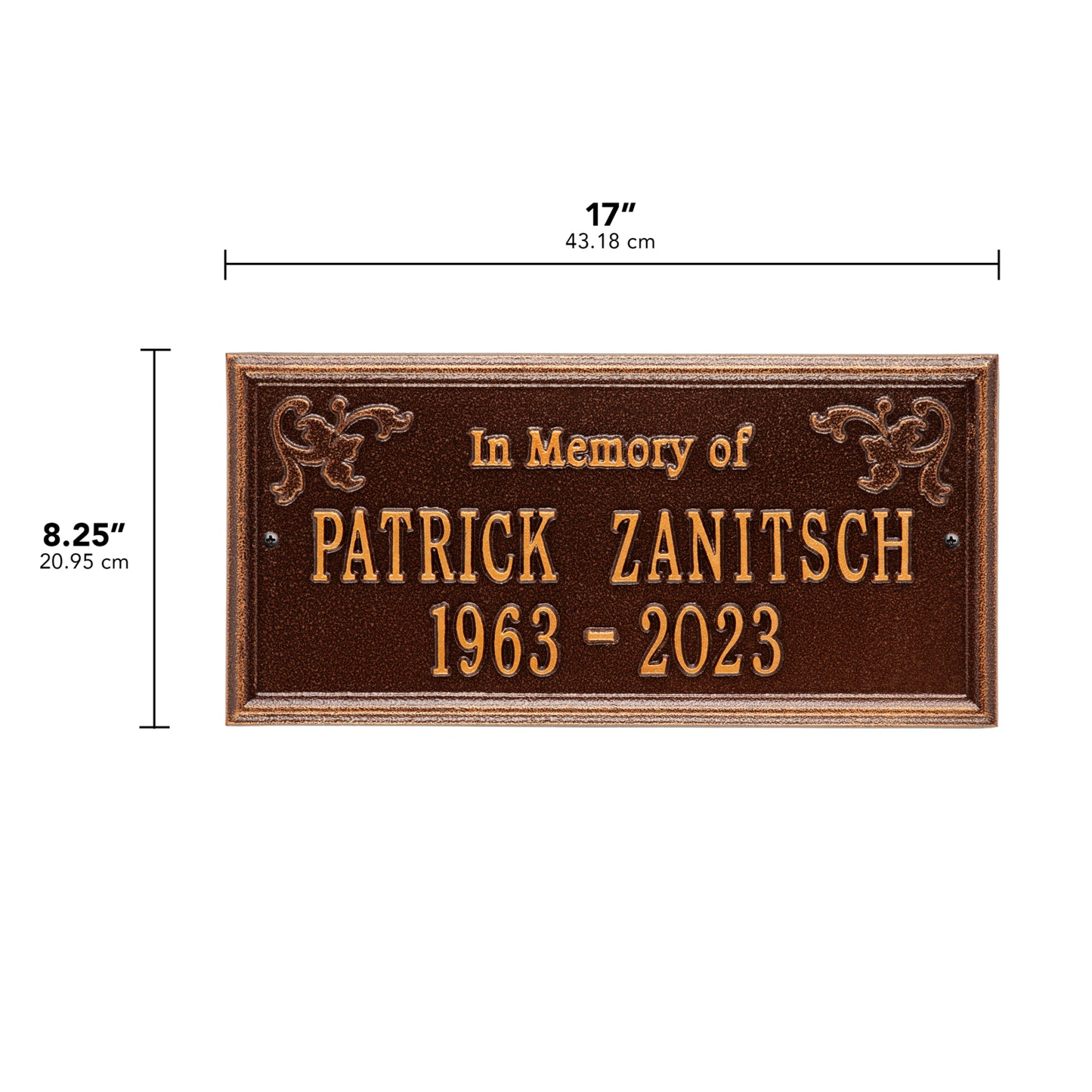 Wilmington "In Memory Of" Standard Wall Memorial Marker - Two Lines