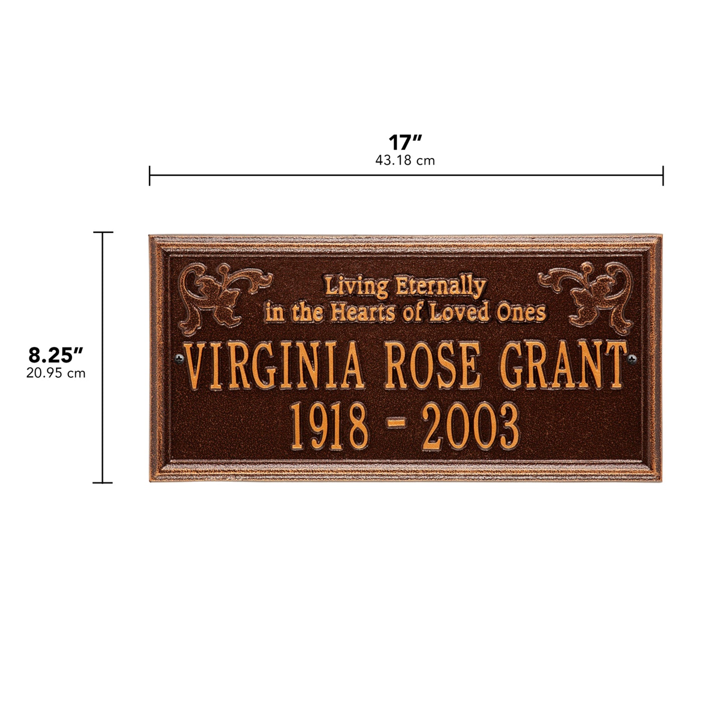 Wilmington "Living Eternally" Standard Wall Memorial Marker - Two Lines