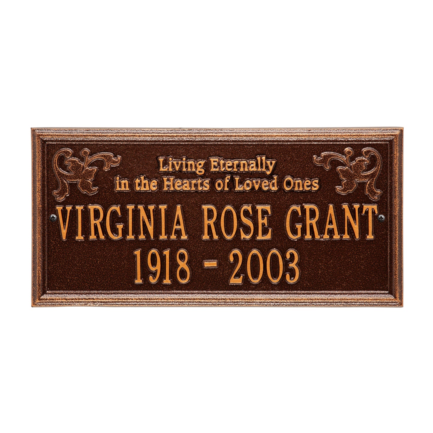 Wilmington "Living Eternally" Standard Wall Memorial Marker - Two Lines