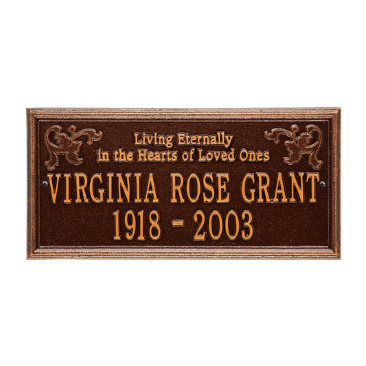 Wilmington "Living Eternally" Standard Wall Memorial Marker - Two Lines