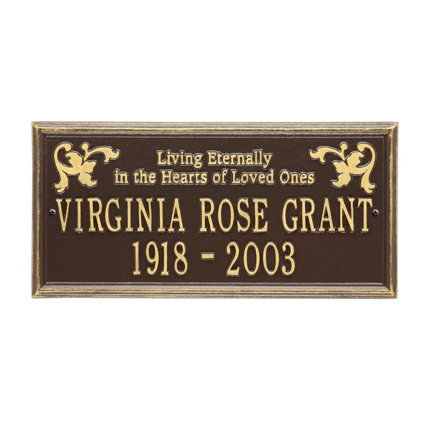 Wilmington "Living Eternally" Standard Wall Memorial Marker - Two Lines