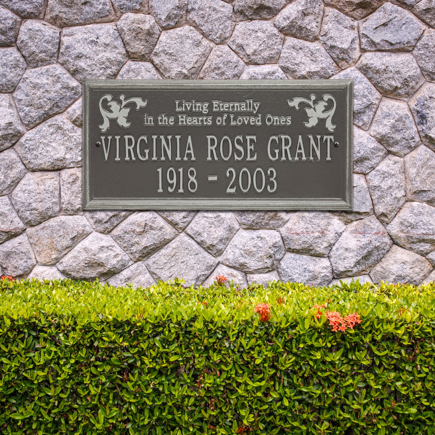 Wilmington "Living Eternally" Standard Wall Memorial Marker - Two Lines