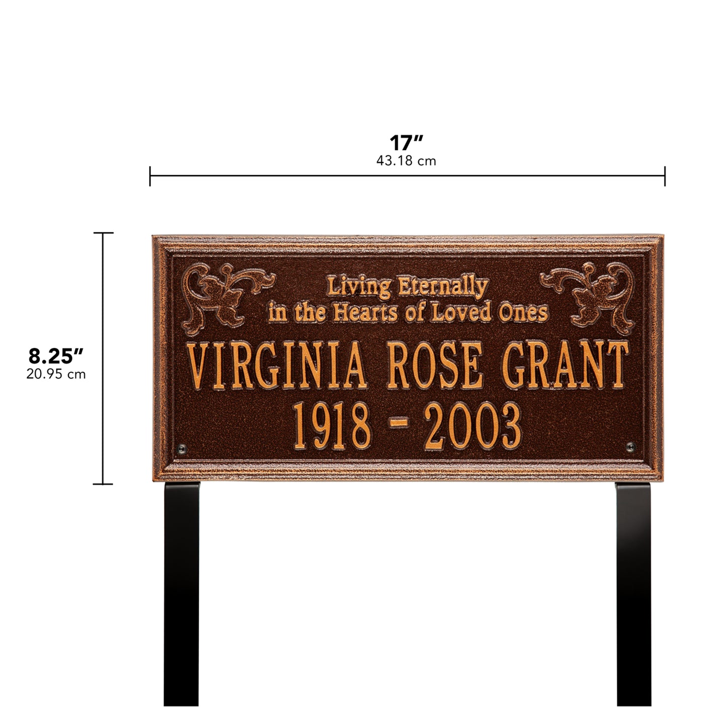 Wilmington "Living Eternally" Standard Lawn Memorial Marker - Two Lines