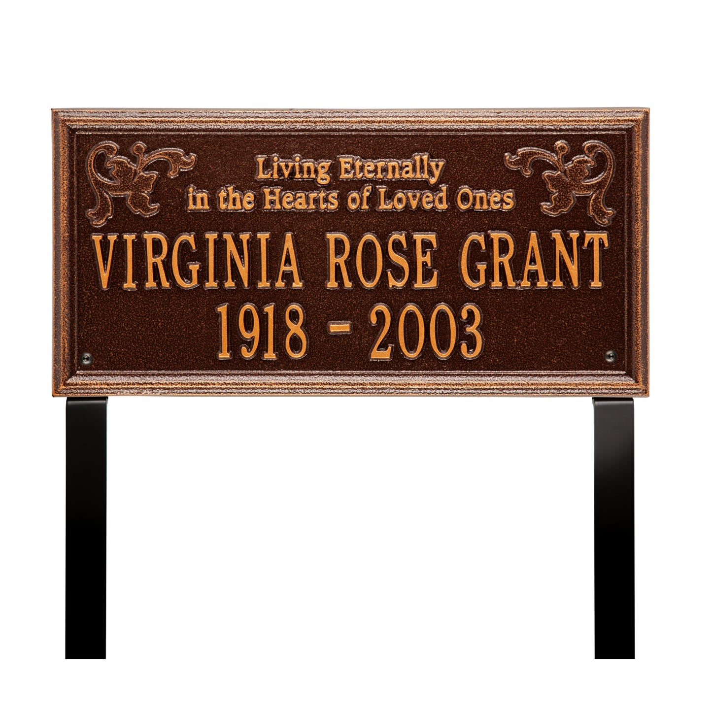 Wilmington "Living Eternally" Standard Lawn Memorial Marker - Two Lines