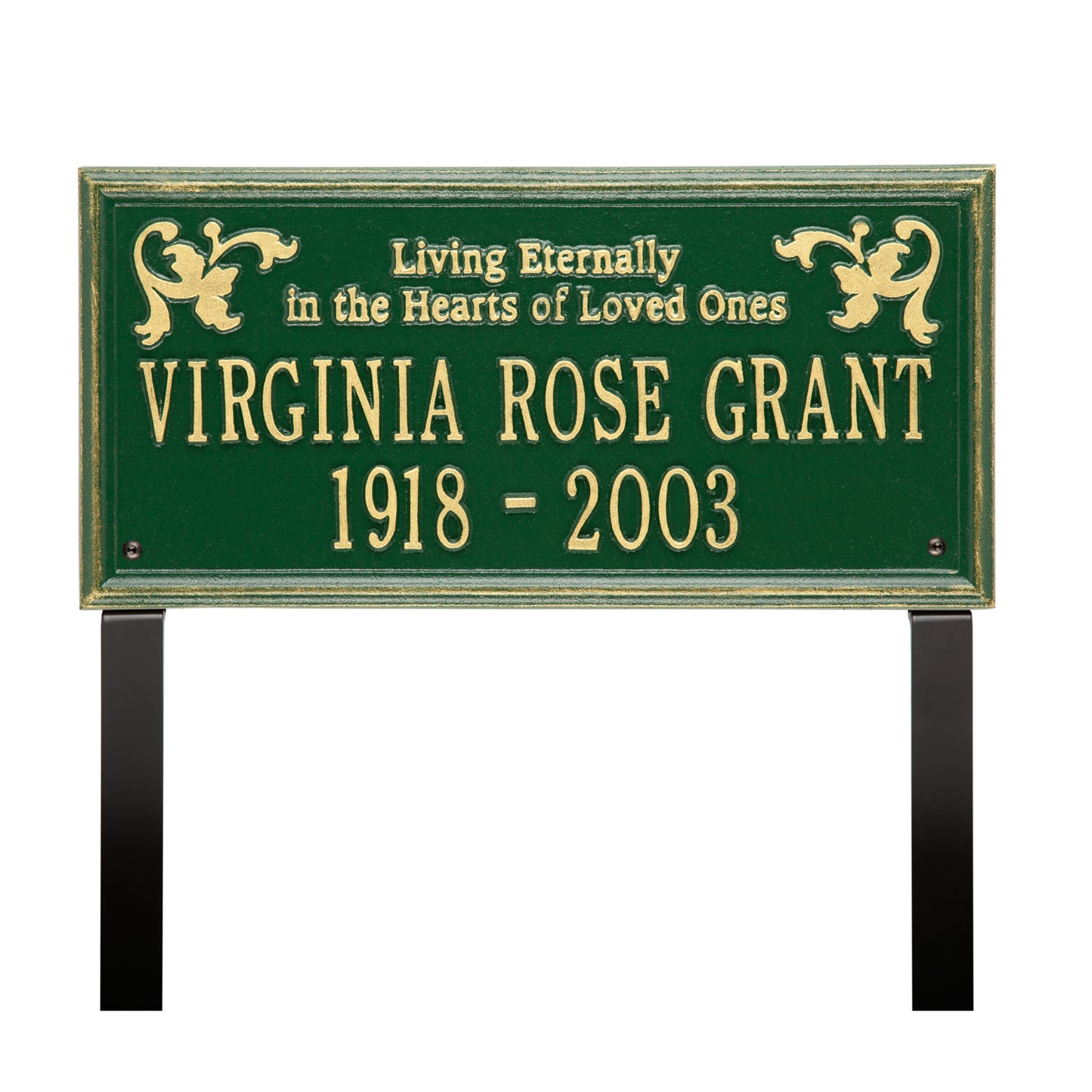 Wilmington "Living Eternally" Standard Lawn Memorial Marker - Two Lines