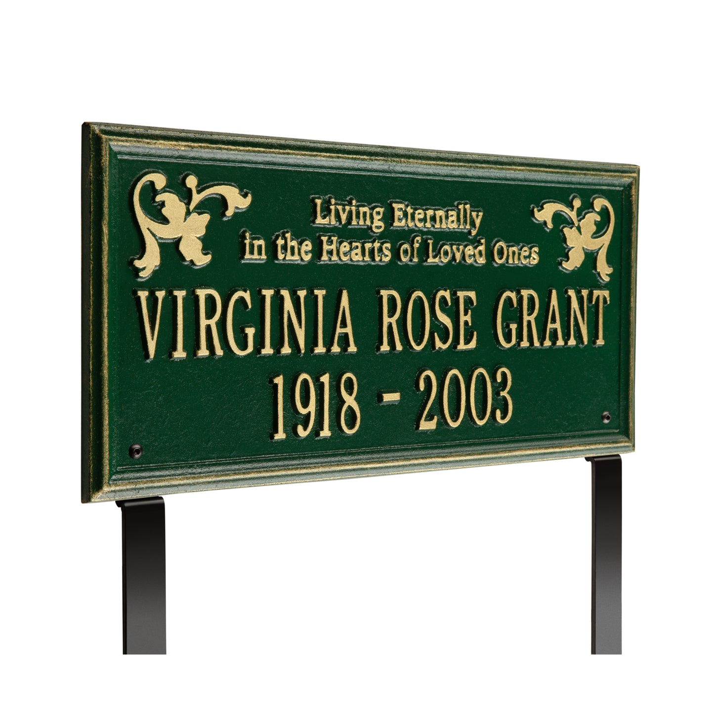 Wilmington "Living Eternally" Standard Lawn Memorial Marker - Two Lines