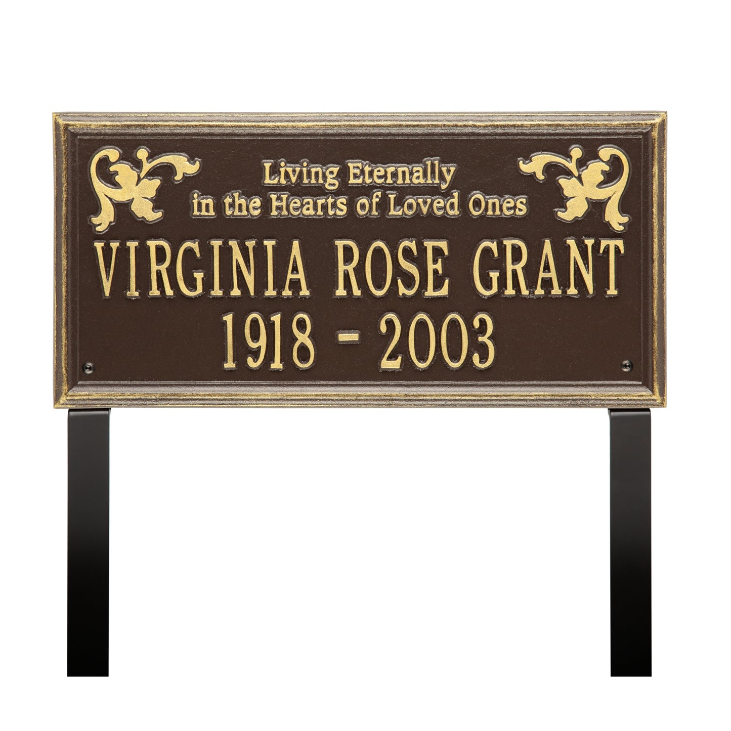 Wilmington "Living Eternally" Standard Lawn Memorial Marker - Two Lines