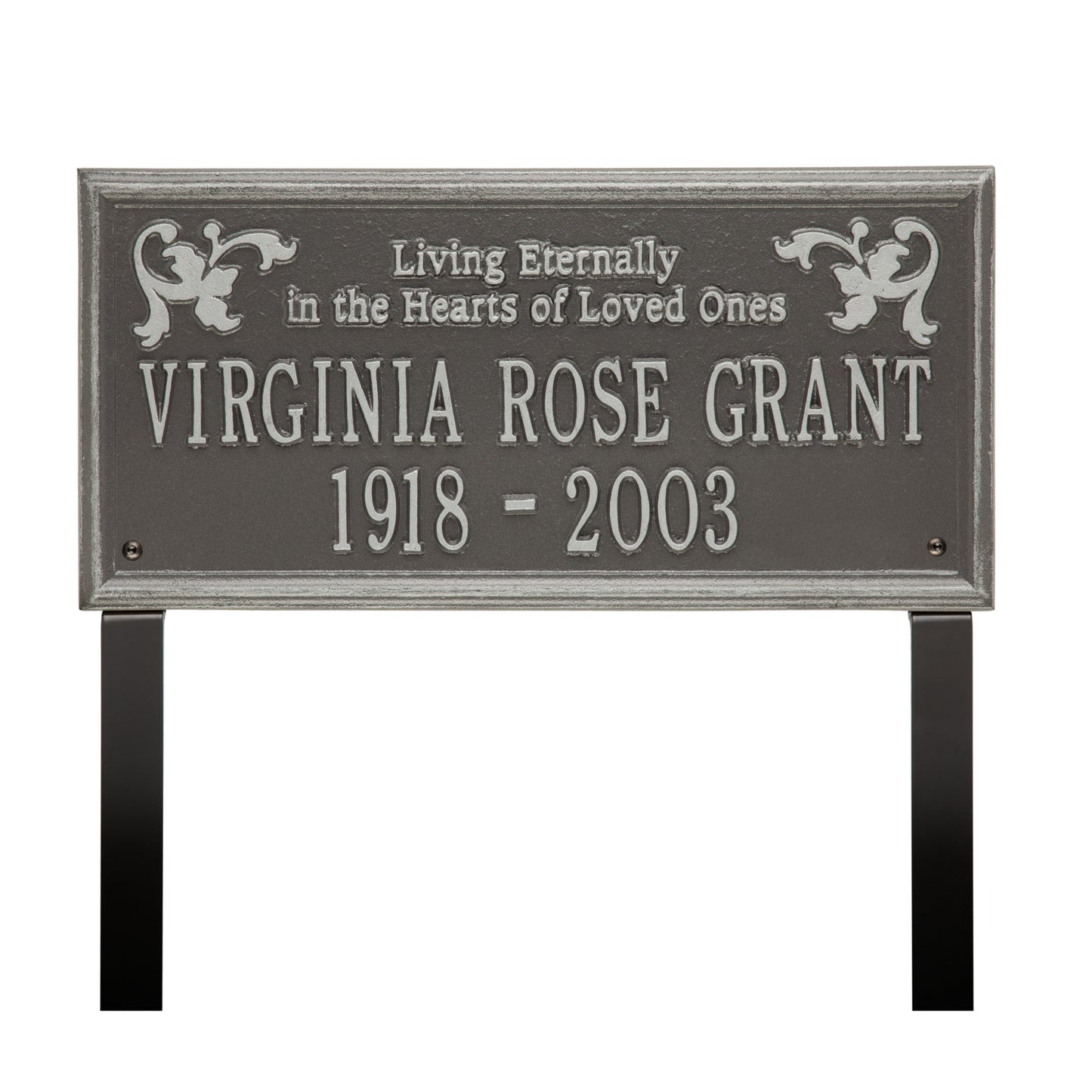 Wilmington "Living Eternally" Standard Lawn Memorial Marker - Two Lines