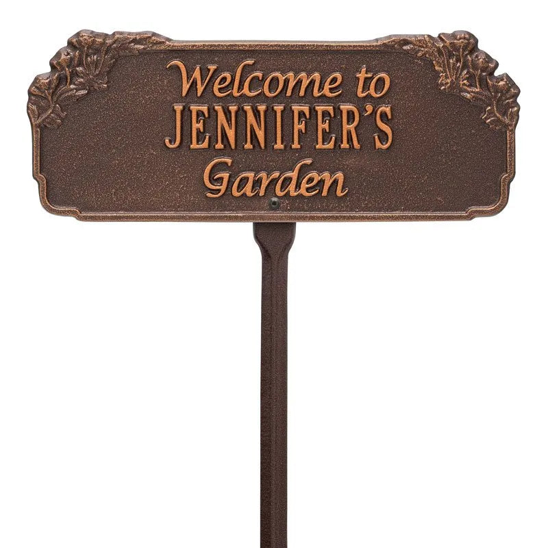 Whitehall Products Garden Welcome Personalized Lawn Plaque One Line Antique Copper