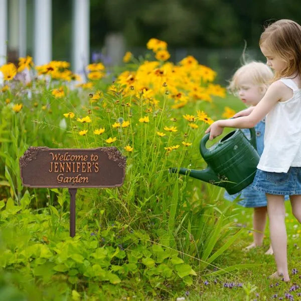 Whitehall Products Garden Welcome Personalized Lawn Plaque One Line Black/gold