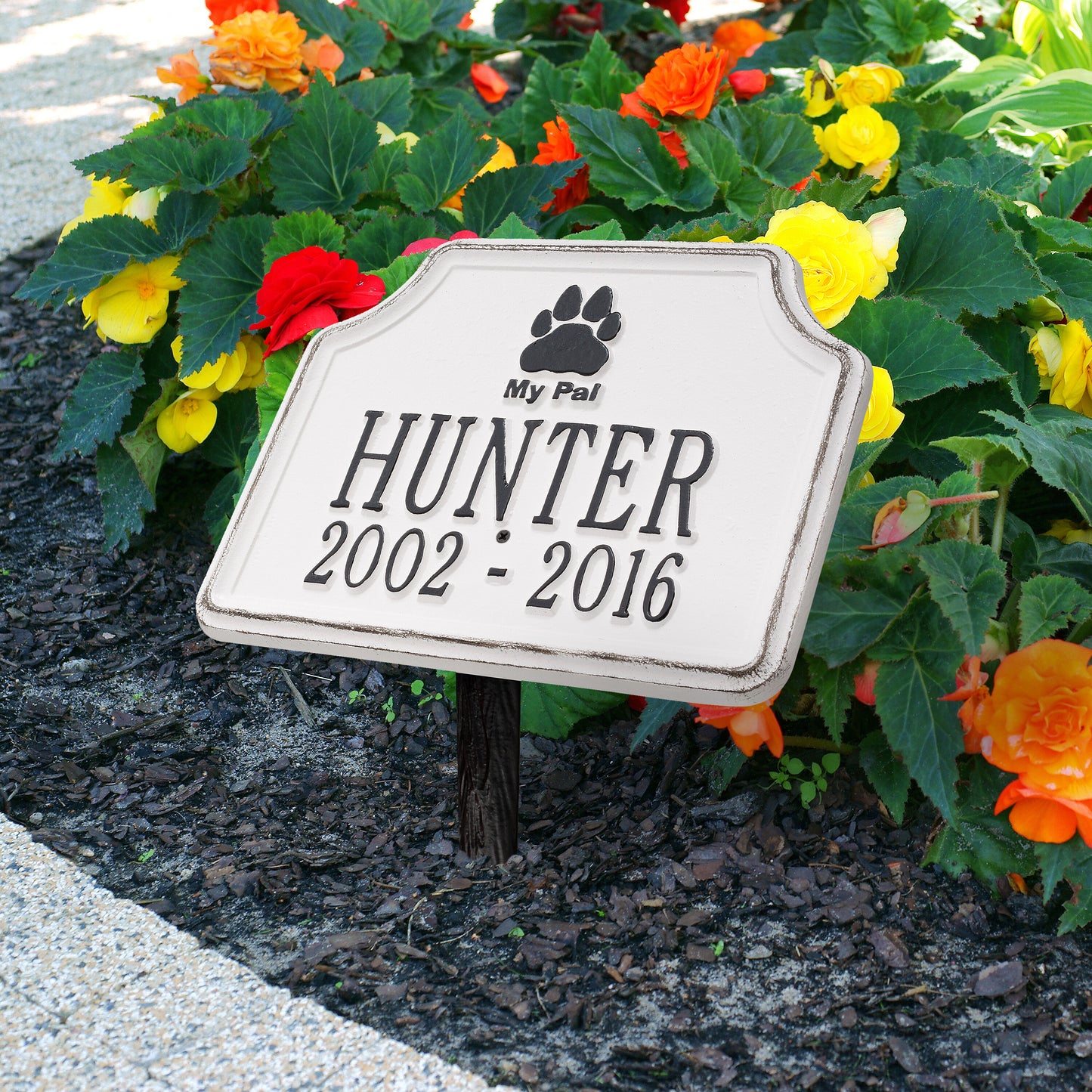 Whitehall Products My Pal Dog Memorial Personalized Lawn Plaque Two Lines Black/gold