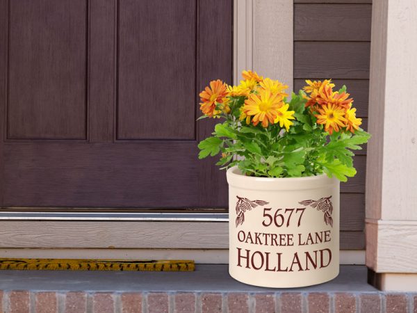Whitehall Products Personalized Pinecone 2 Gallon Stoneware Crock