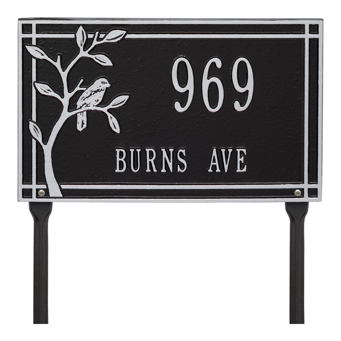 Whitehall Products Personalized Woodridge Bird Standard Lawn Plaque Two Lines Antique Copper