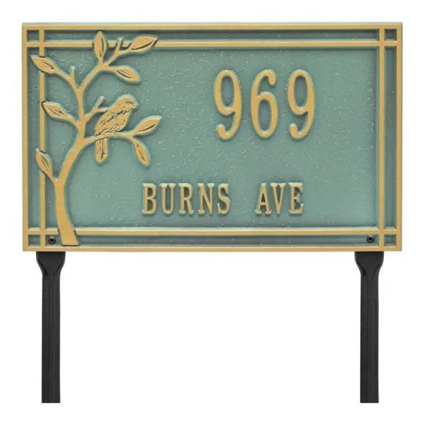 Woodridge Bird Standard Lawn Address Plaque - Two Lines