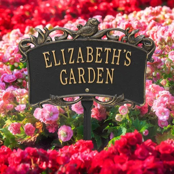 Whitehall Products Song Bird Garden Personalized Lawn Plaque Two Lines Green/gold