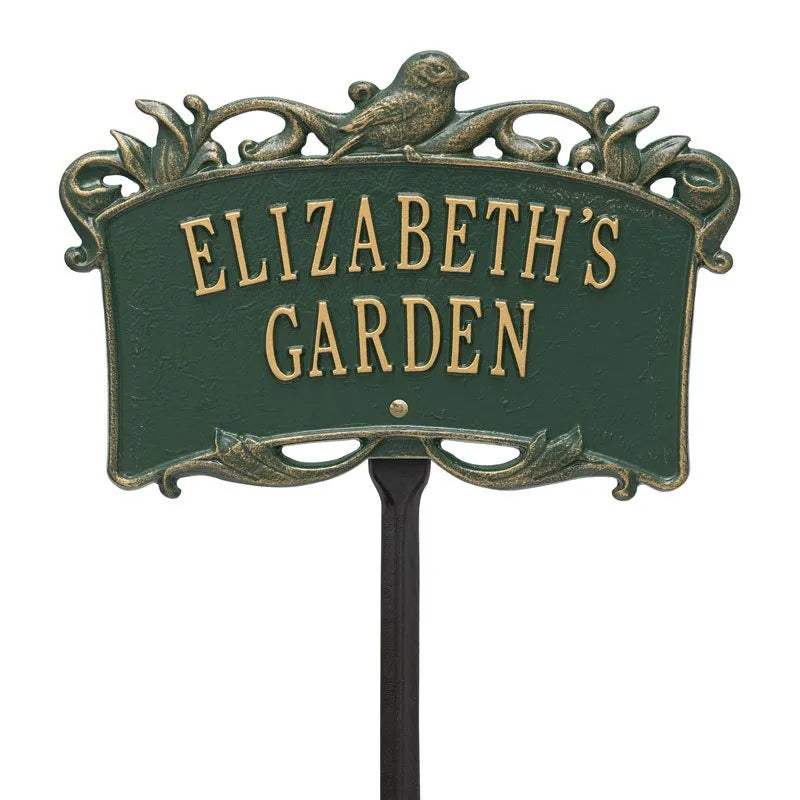 Whitehall Products Song Bird Garden Personalized Lawn Plaque Two Lines Antique Copper