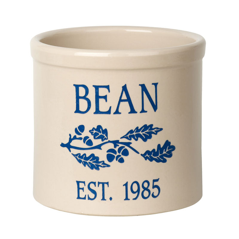 Whitehall Products Personalized Oak Branch 2 Gallon Stoneware Crock Two Lines Red