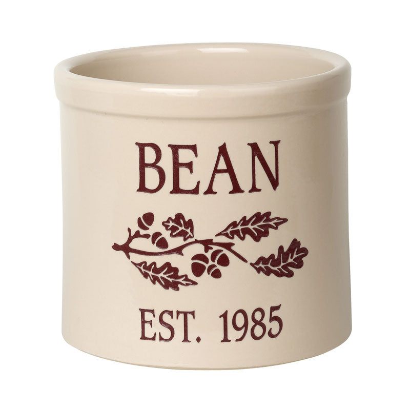 Whitehall Products Personalized Oak Branch 2 Gallon Stoneware Crock Two Lines