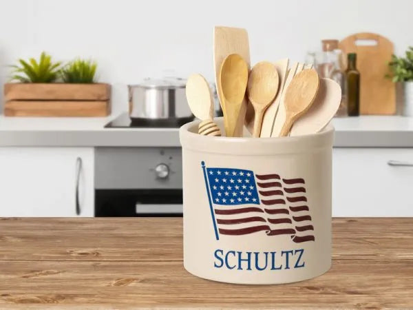 Whitehall Products Personalized American Heritage Flag 2 Gallon Stoneware Crock