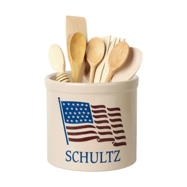 Whitehall Products Personalized American Heritage Flag 2 Gallon Stoneware Crock