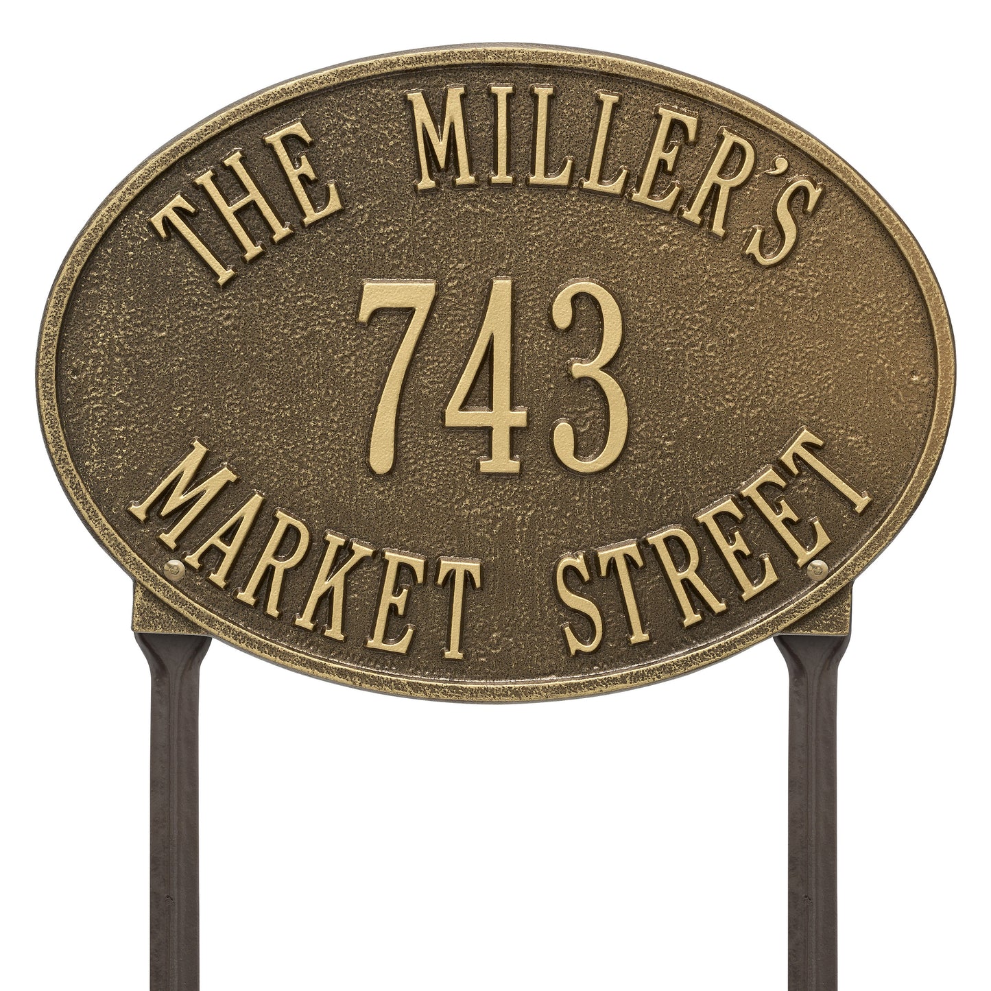 Hawthorne Oval Standard Lawn Address Plaque - Three Line