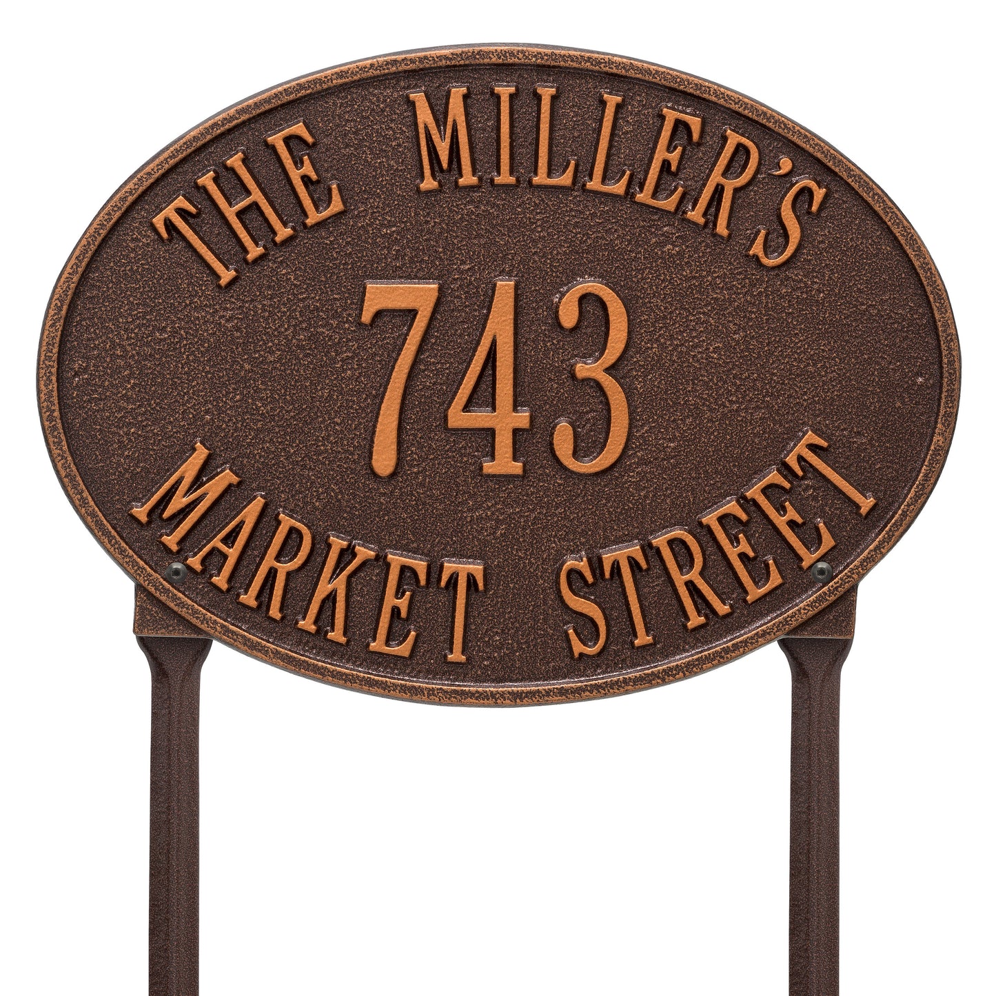 Hawthorne Oval Standard Lawn Address Plaque - Three Line