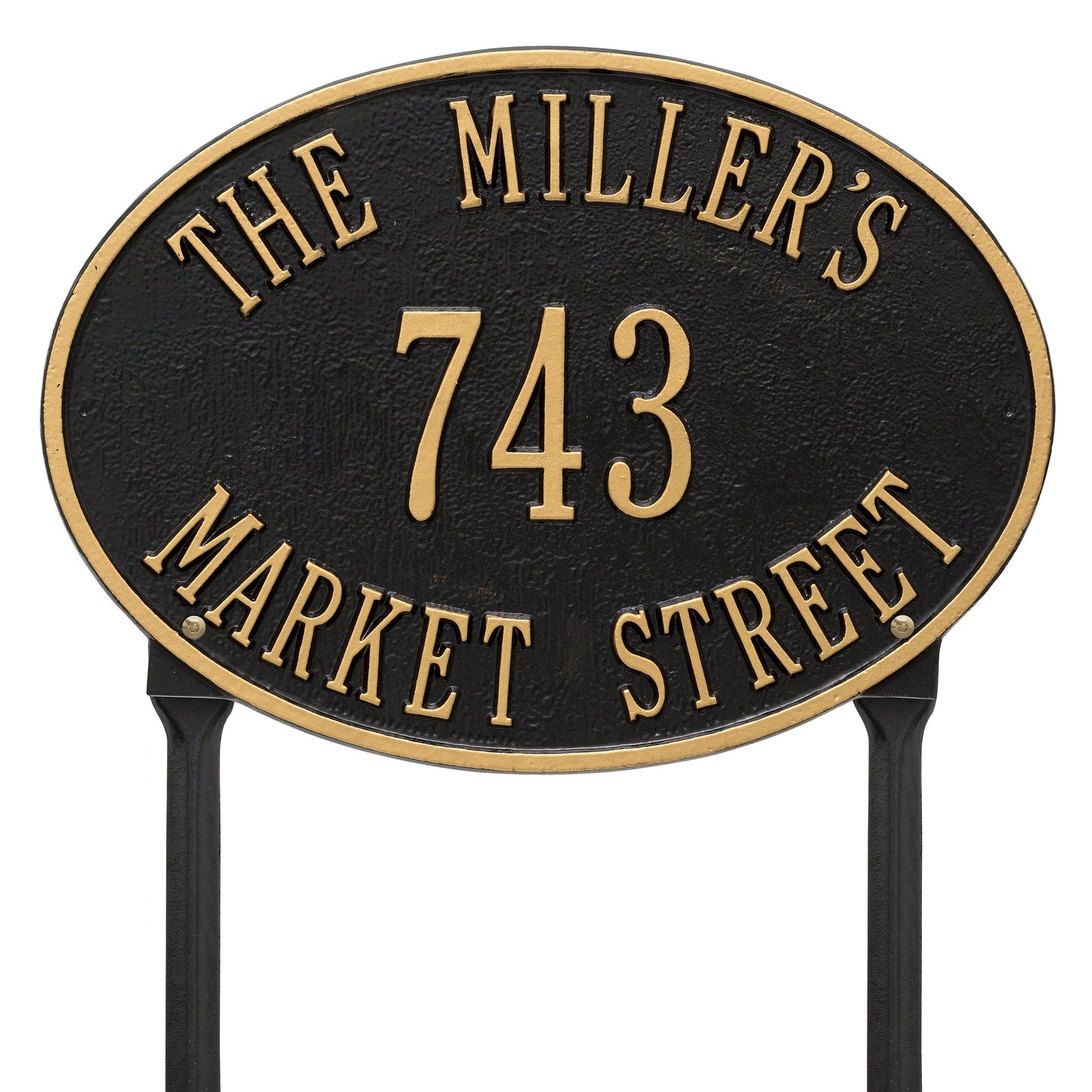 Hawthorne Oval Standard Lawn Address Plaque - Three Line