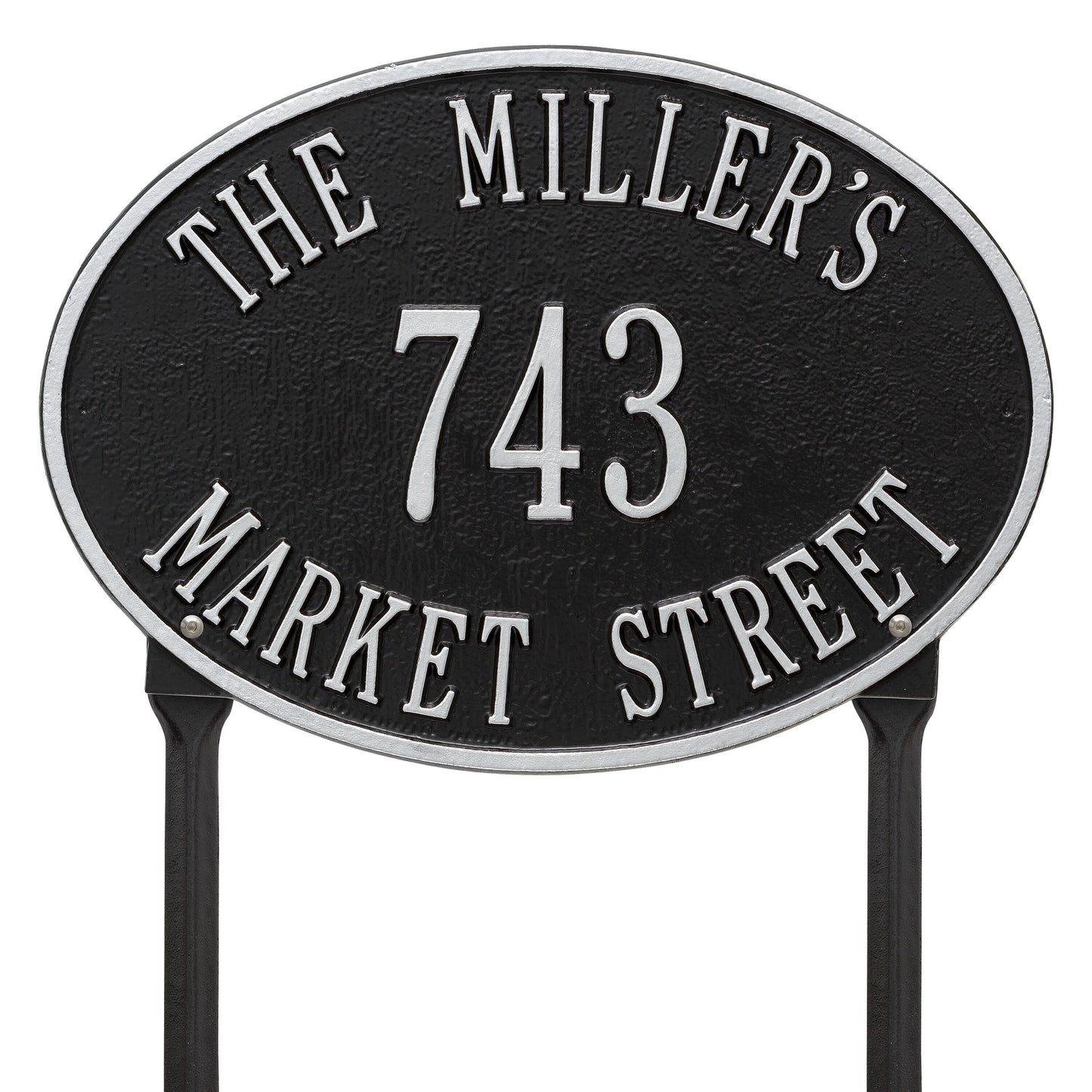 Hawthorne Oval Standard Lawn Address Plaque - Three Line