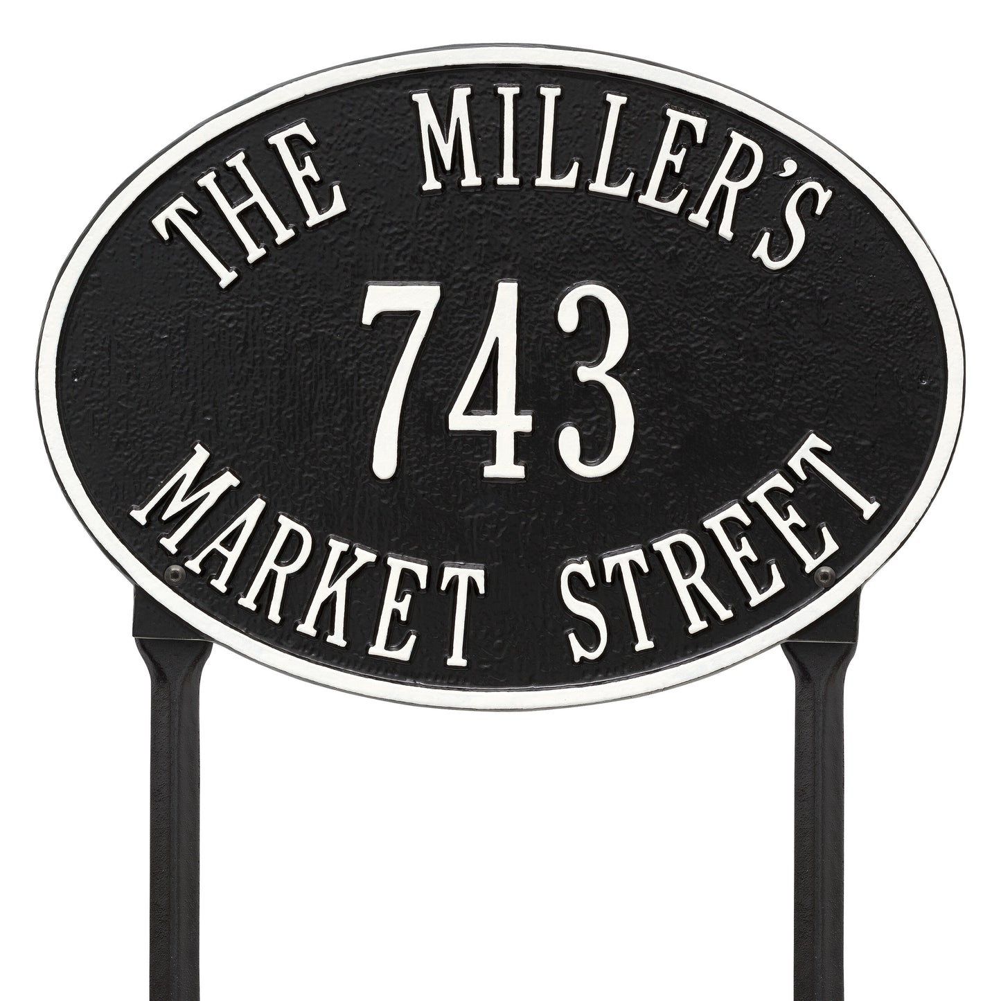 Hawthorne Oval Standard Lawn Address Plaque - Three Line