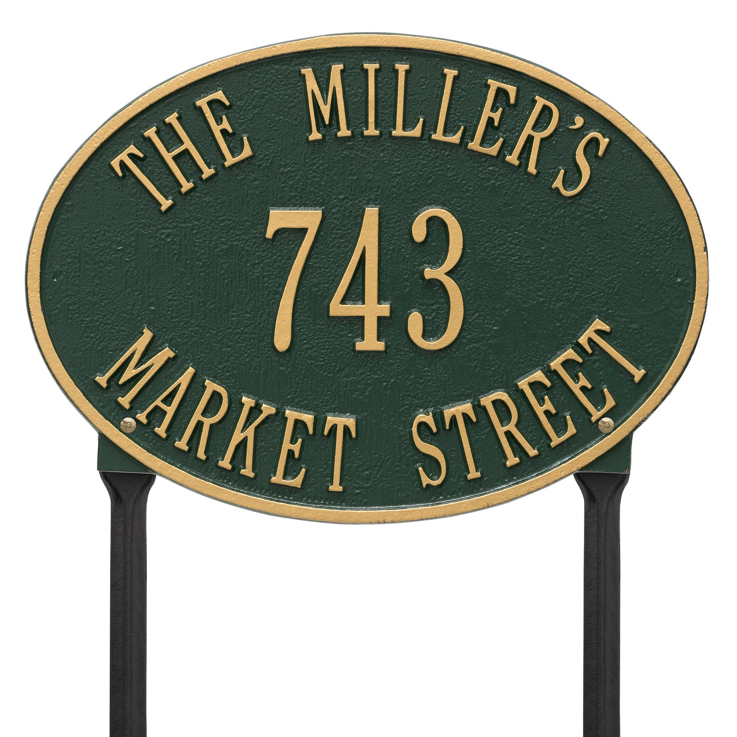 Hawthorne Oval Standard Lawn Address Plaque - Three Line