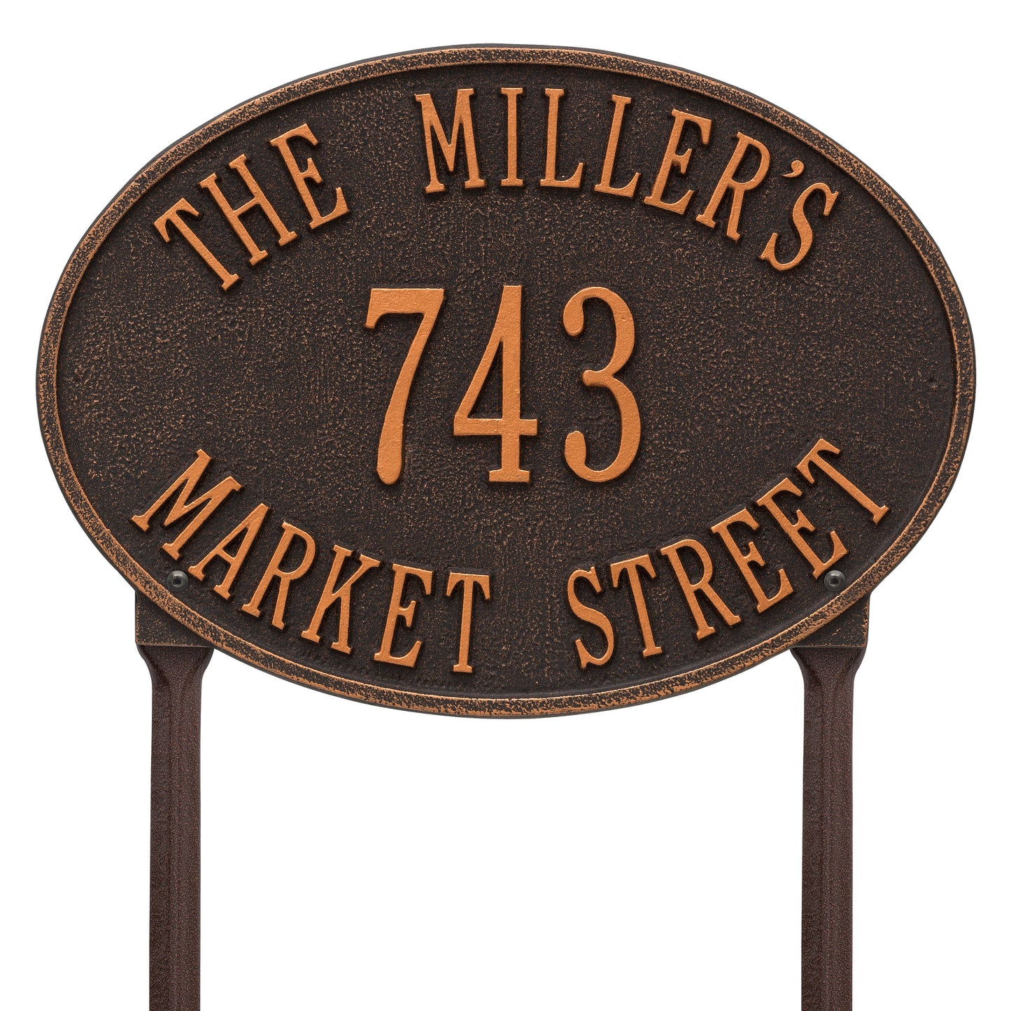 Hawthorne Oval Standard Lawn Address Plaque - Three Line