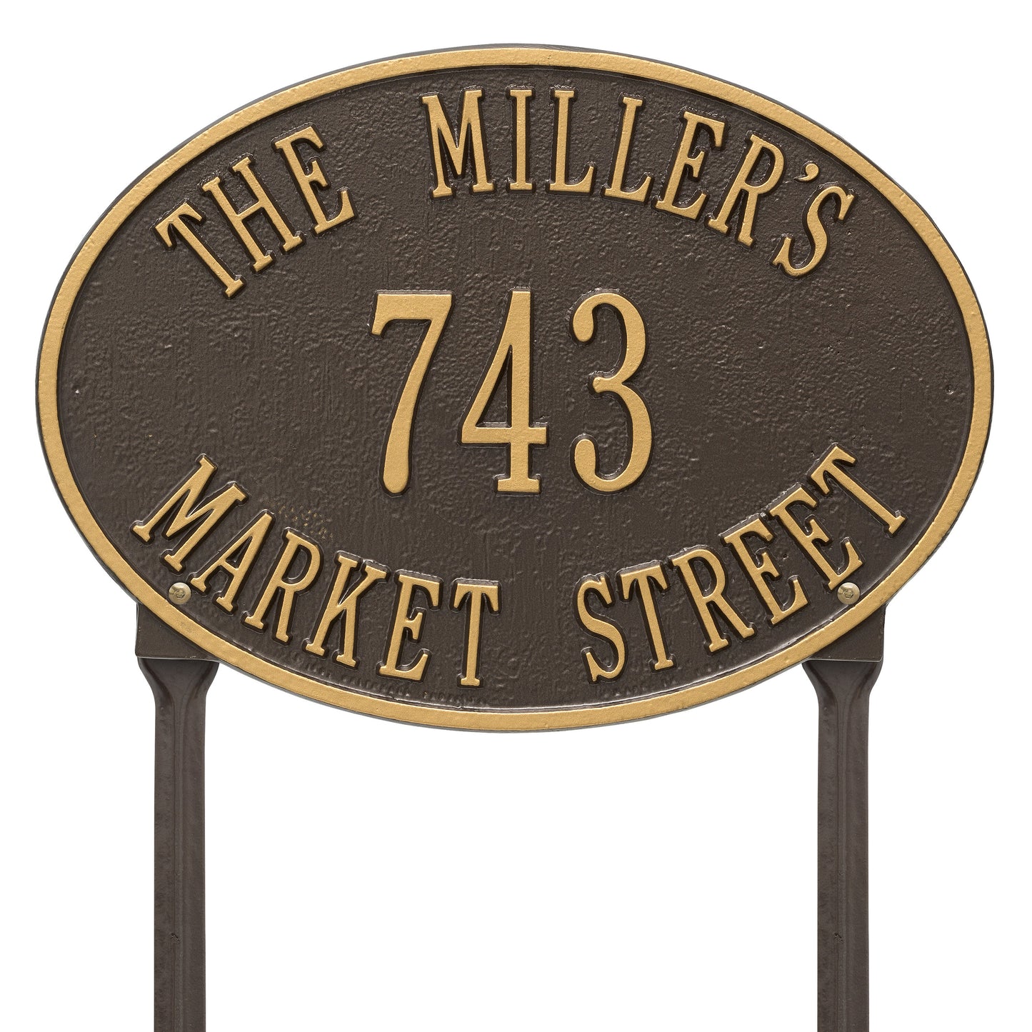 Hawthorne Oval Standard Lawn Address Plaque - Three Line