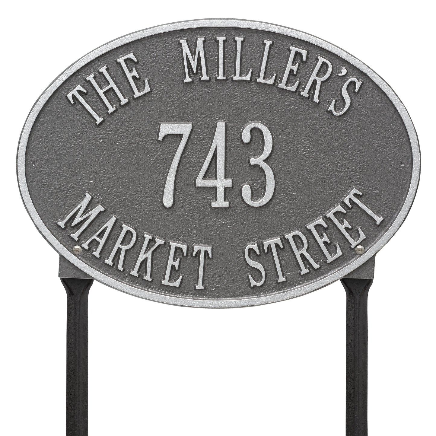 Hawthorne Oval Standard Lawn Address Plaque - Three Line