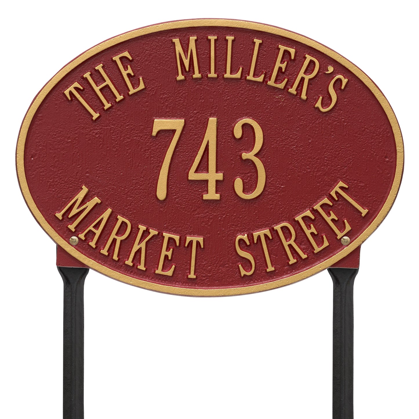 Hawthorne Oval Standard Lawn Address Plaque - Three Line