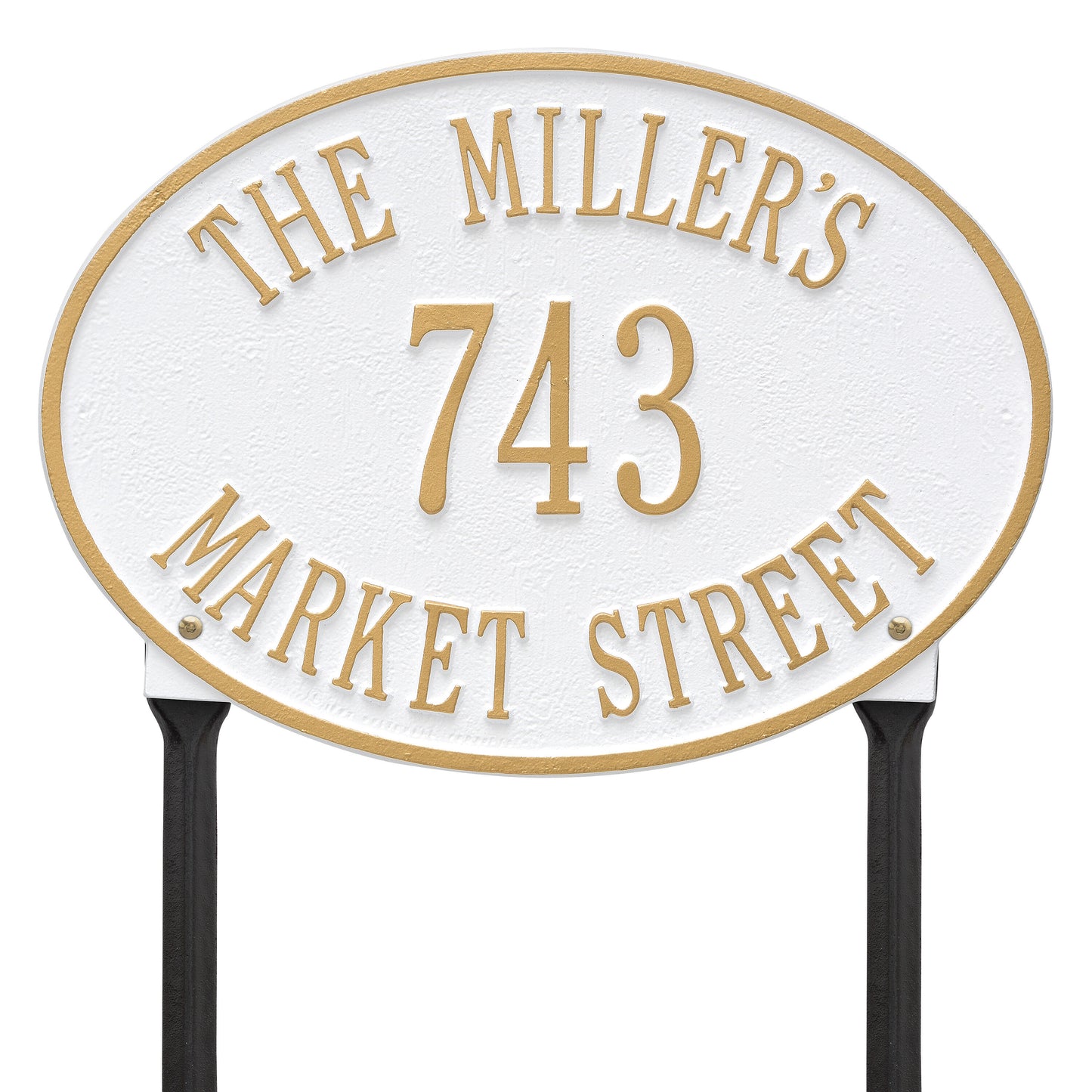 Hawthorne Oval Standard Lawn Address Plaque - Three Line