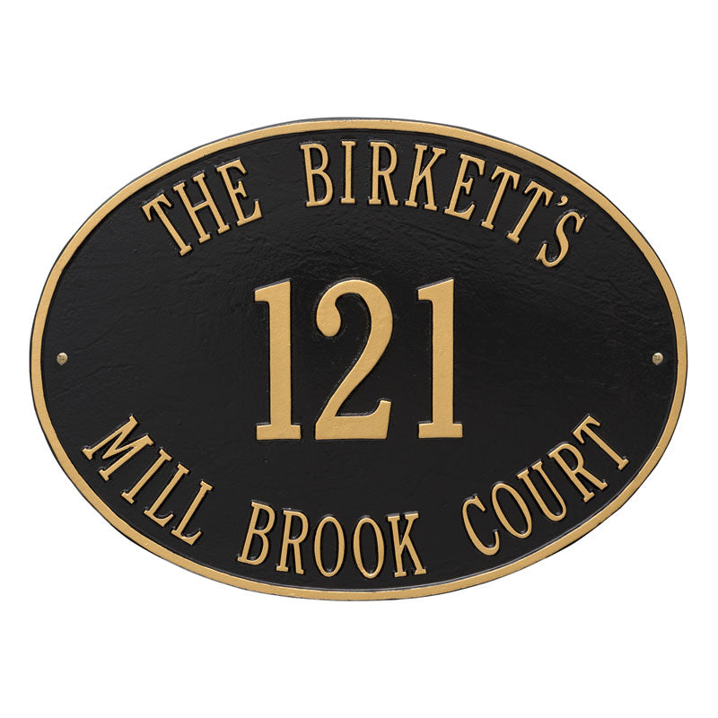 Whitehall Products Large Hawthorne Oval Personalized Plaque Three Lines Bronze Verdigris