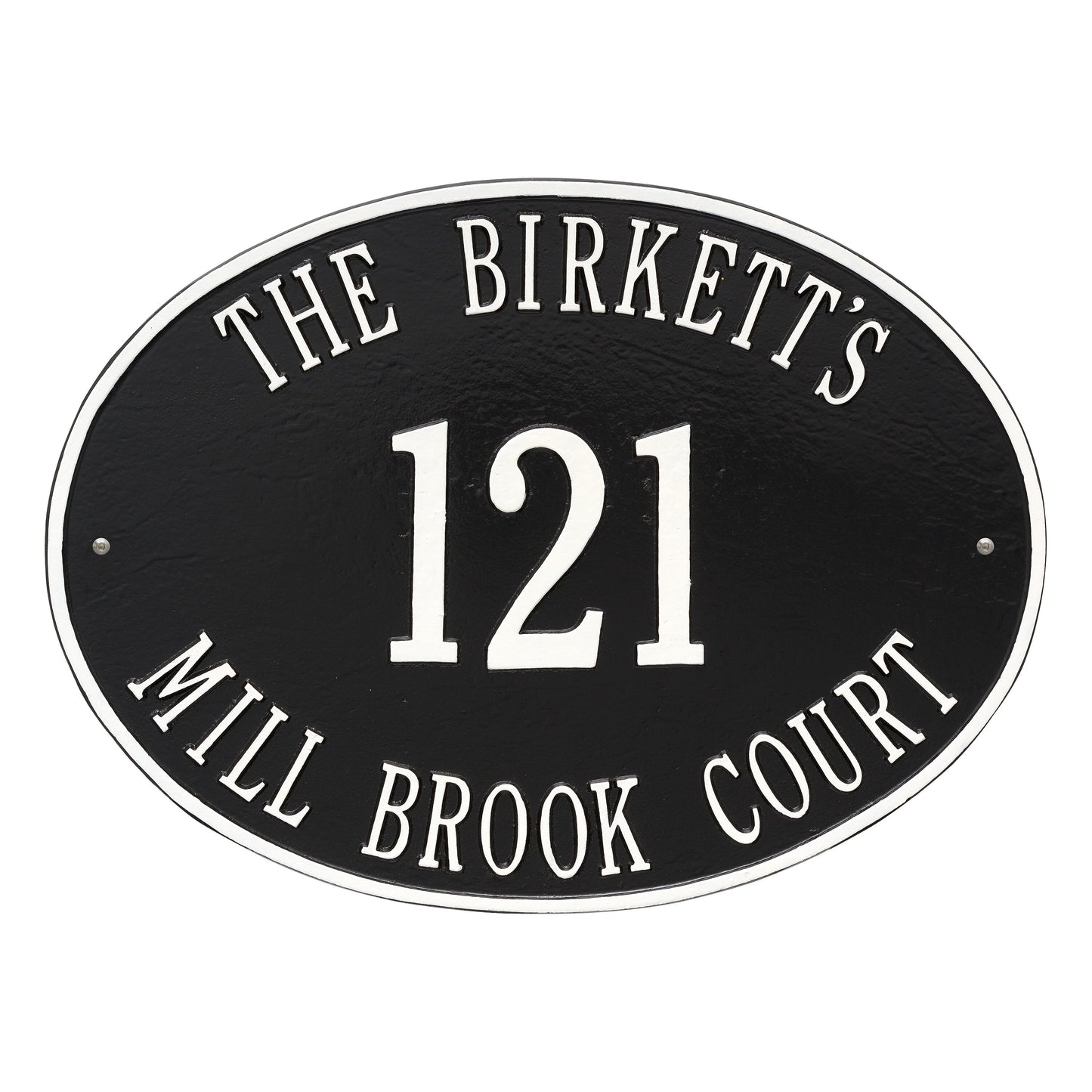 Large Hawthorne Oval Address Plaque - Three Lines