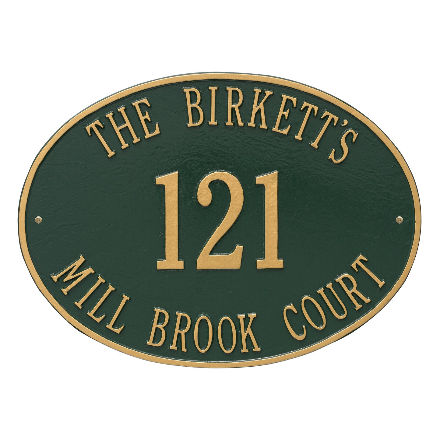 Large Hawthorne Oval Address Plaque - Three Lines