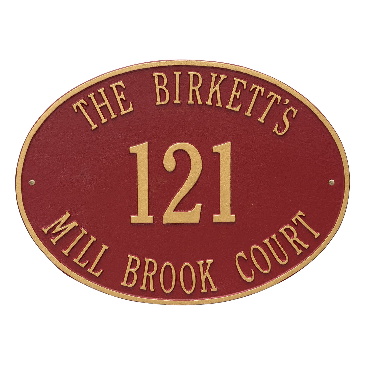 Large Hawthorne Oval Address Plaque - Three Lines