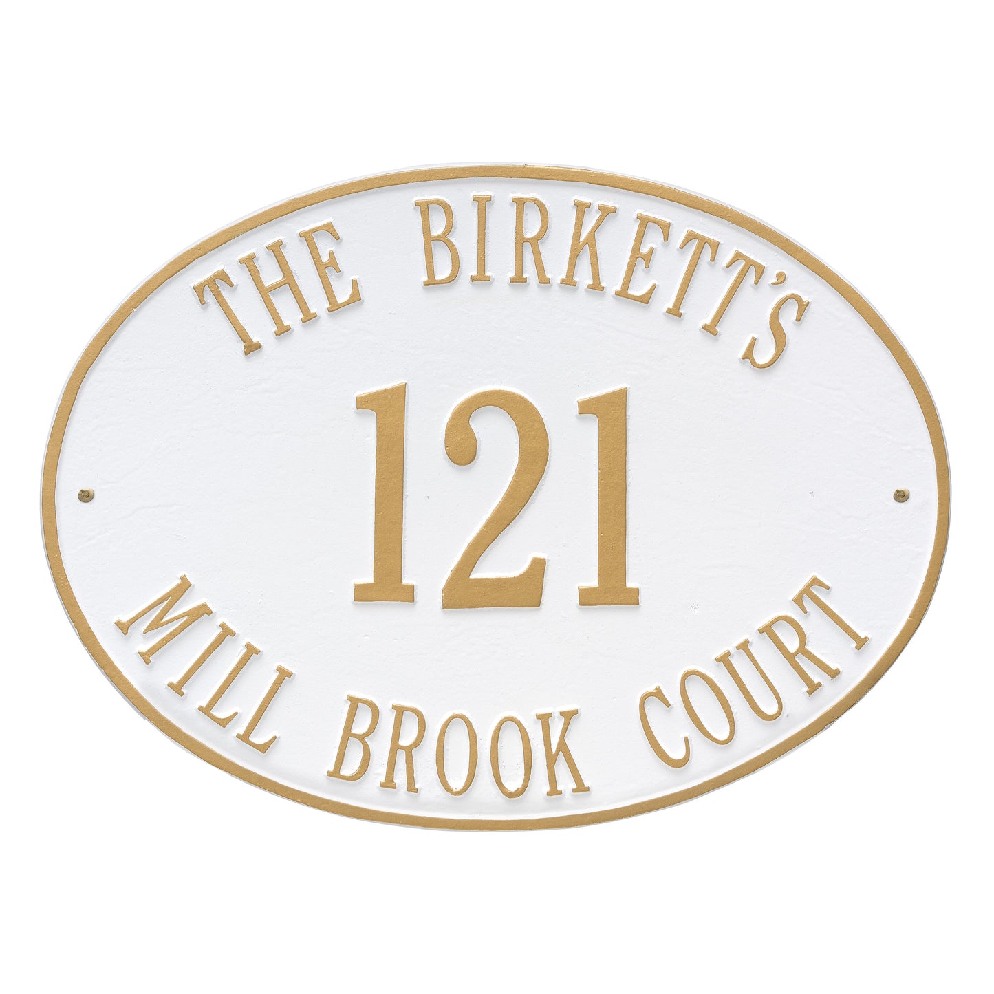 Large Hawthorne Oval Address Plaque - Three Lines