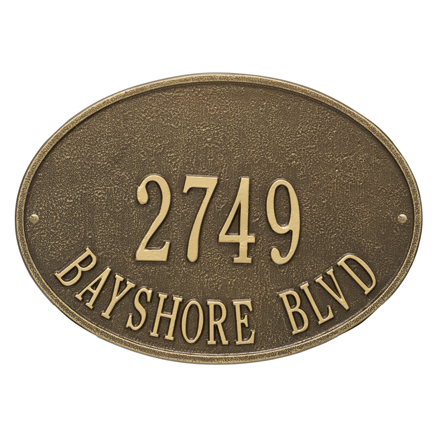 Hawthorne Oval Standard Wall Address Plaque - Two Line