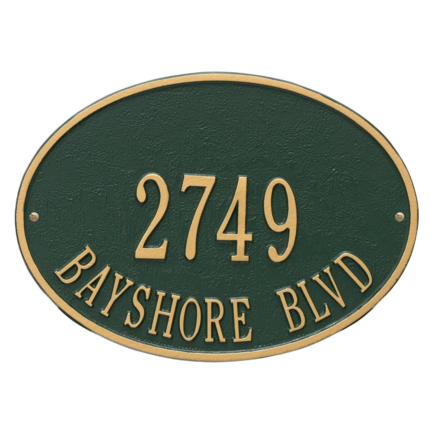 Hawthorne Oval Standard Wall Address Plaque - Two Line