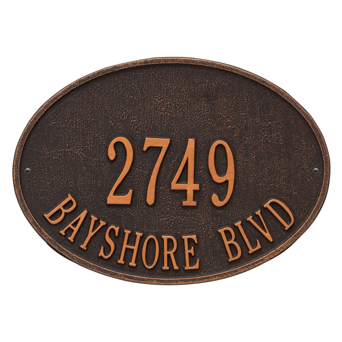 Hawthorne Oval Standard Wall Address Plaque - Two Line