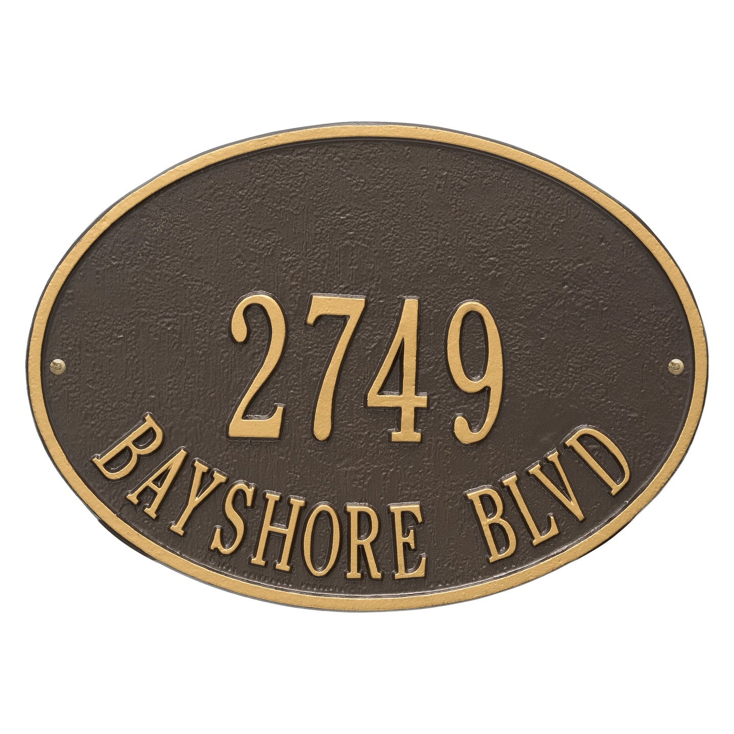 Hawthorne Oval Standard Wall Address Plaque - Two Line